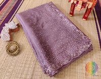 Mauve Pure Organza Silk Handwork Saree – Handloom Saree Online India | Elegantt Drapes
