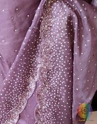 Mauve Pure Organza Silk Handwork Saree – Handloom Saree Online India | Elegantt Drapes