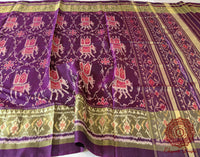 Handwoven Purple Pure Mulberry Silk Rajkot Patola Saree