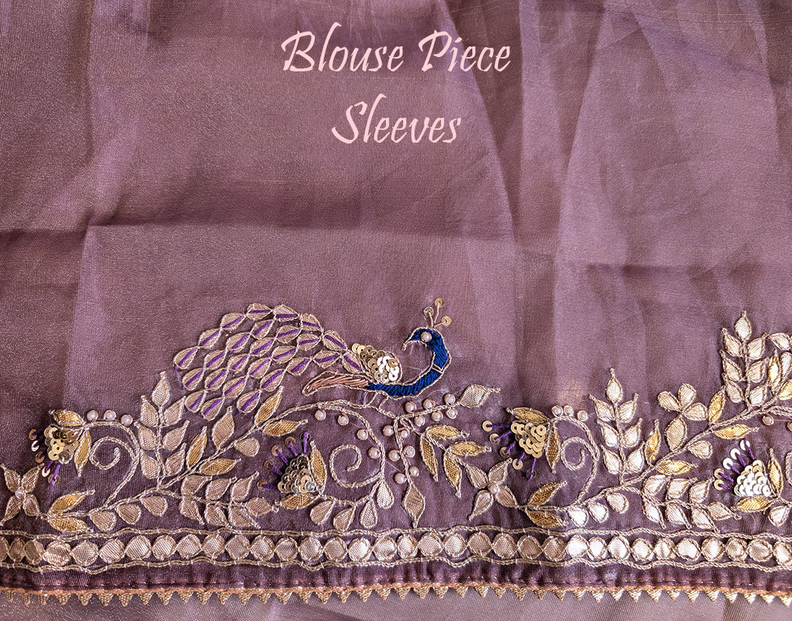Lavender Tissue Organza Gota Patti Saree – Handloom Saree Online India | Elegantt Drapes