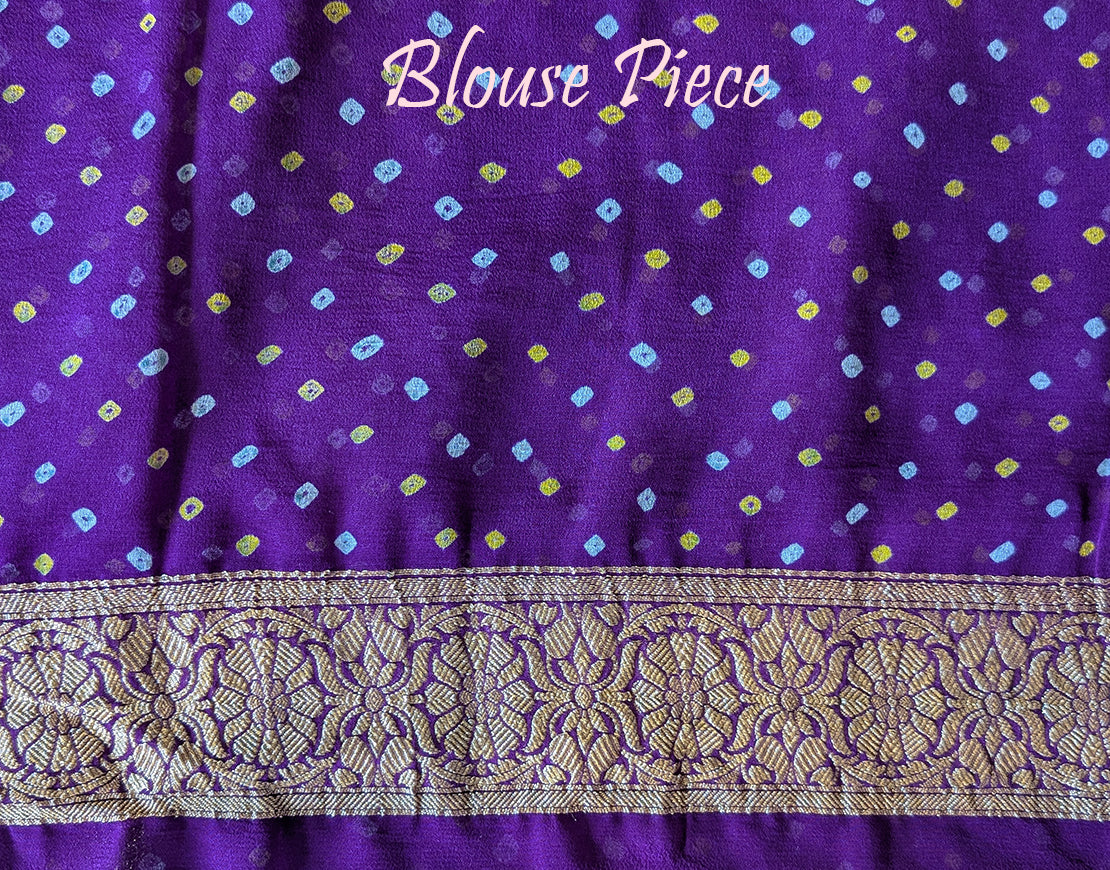 Purple Banarasi Pure Georgette Bandhani Saree – Bandhani Saree Online India | Elegantt Drapes