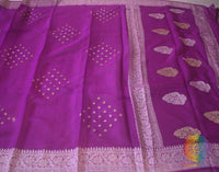Handwoven Purple Banarasi Georgette Kadhuwa Saree Saree – Handloom Saree Online India | Elegantt Drapes
