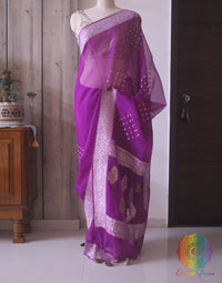 Handwoven Purple Banarasi Georgette Kadhuwa Saree Saree – Handloom Saree Online India | Elegantt Drapes