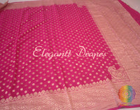 Rani Pink Banarasi Pure Khaddi Georgete Konia Saree | Elegantt Drapes