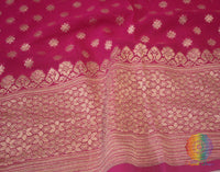 Rani Pink Banarasi Pure Khaddi Georgete Konia Saree | Elegantt Drapes