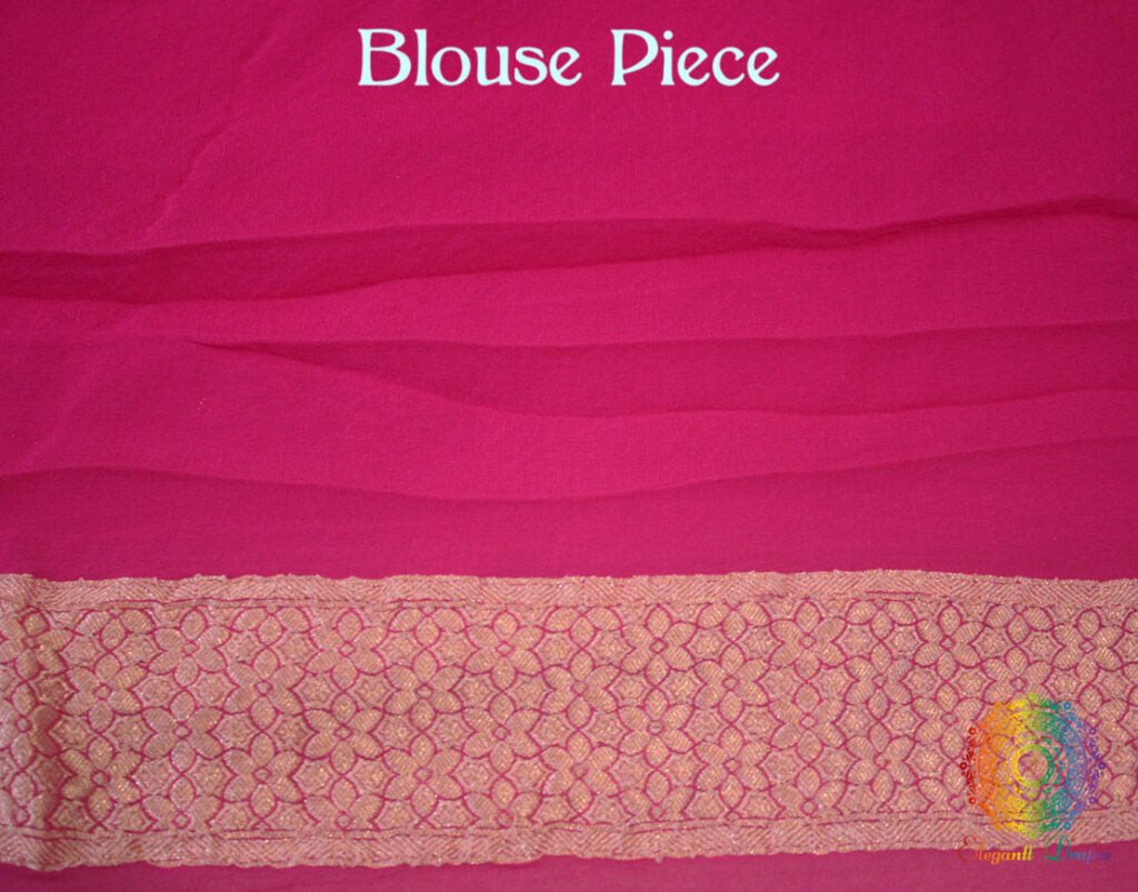 Rani Pink Banarasi Pure Khaddi Georgete Konia Saree | Elegantt Drapes