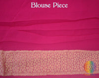 Rani Pink Banarasi Pure Khaddi Georgete Konia Saree | Elegantt Drapes