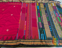 Red Pure Ilkal Silk Lambani Handwork Saree – Ilkal Handloom Saree Online India | Elegantt Drapes