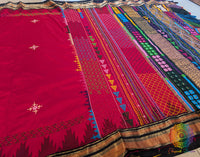 Red Pure Ilkal Silk Lambani Handwork Saree – Ilkal Handloom Saree Online India | Elegantt Drapes