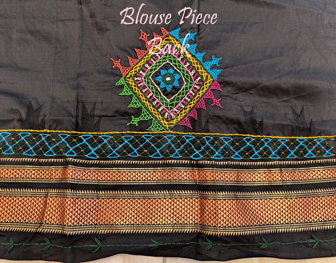 Red Pure Ilkal Silk Lambani Handwork Saree – Ilkal Handloom Saree Online India | Elegantt Drapes