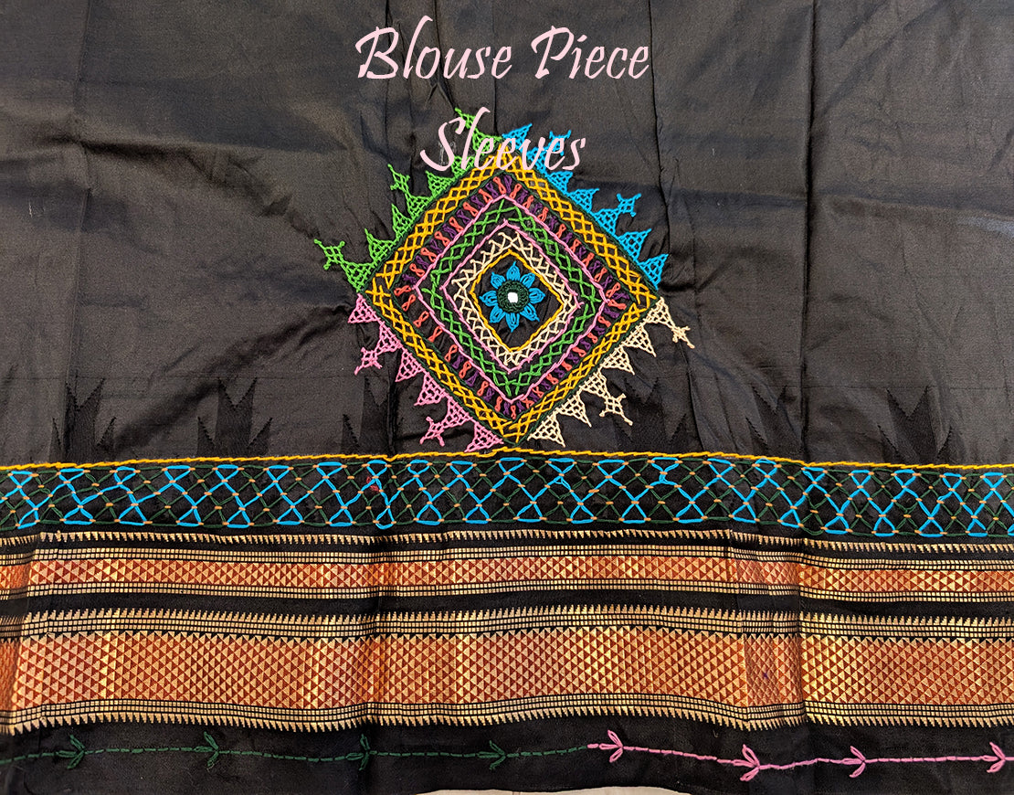 Red Pure Ilkal Silk Lambani Handwork Saree – Ilkal Handloom Saree Online India | Elegantt Drapes