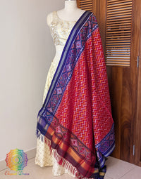 Red Pure Mulberry Silk Patola Dupatta – Handloom Saree Online India | Elegantt Drapes