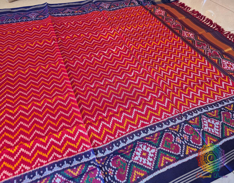 Red Pure Mulberry Silk Patola Dupatta – Handloom Saree Online India | Elegantt Drapes