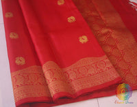 Red Pure Kanjivaram Silk Turning Border Saree – Handloom Saree Online India | Elegantt Drapes