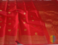 Red Pure Kanjivaram Silk Turning Border Saree – Handloom Saree Online India | Elegantt Drapes