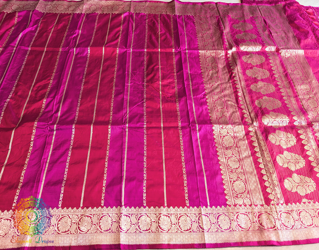 Zari weaving detail on blue Banarasi handloom silk saree
