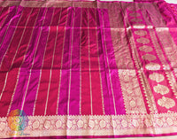 Zari weaving detail on blue Banarasi handloom silk saree