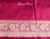Blouse of Red Pink Banarasi handloom Katan silk saree