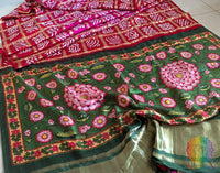Red Pink Shaded Gharchola Gaji Silk Bandhani Saree – Bandhani Saree Online India | Elegantt Drapes