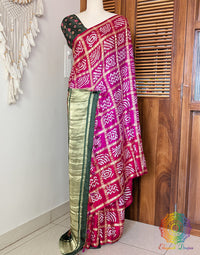 Red Pink Shaded Gharchola Gaji Silk Bandhani Saree – Bandhani Saree Online India | Elegantt Drapes