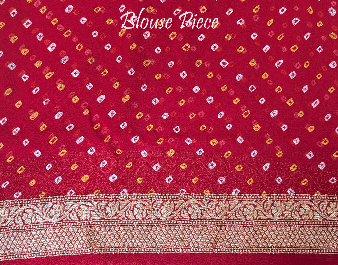 Red Rani Shaded Banarasi Bandhani Khaddi Georgette Saree – Bandhani Saree Online India | Elegantt Drapes