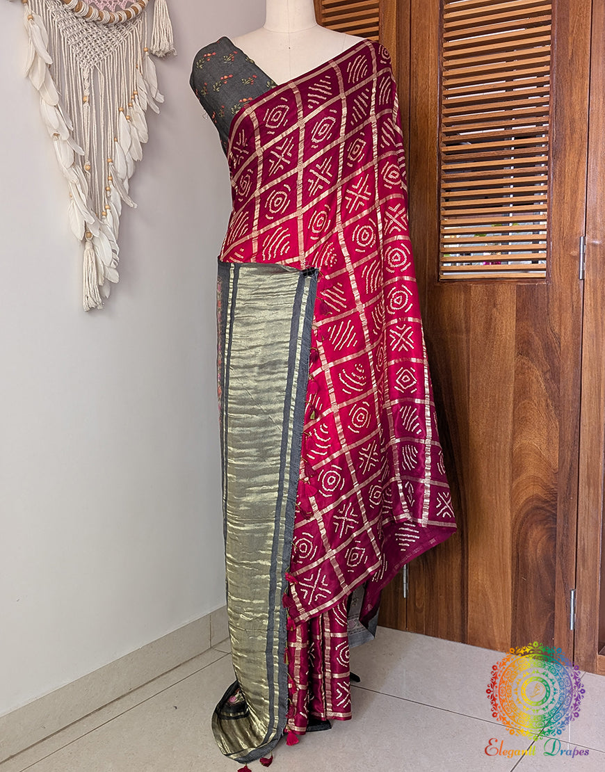Red Shaded Gharchola Gaji Silk Bandhani Saree – Bandhani Saree Online India | Elegantt Drapes