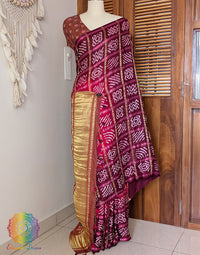 Red Shaded Gharchola Gaji Silk Bandhani Saree 2 – Bandhani Saree Online India | Elegantt Drapes