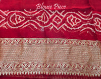 Red Pure Banarasi Georgette Meenakari Bandhani Saree – Bandhani Saree Online India | Elegantt Drapes