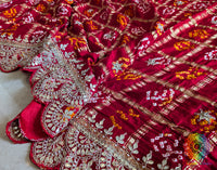 Red Gaji Silk Bandhani Gota Patti Saclloped Dupatta