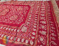 Red Gaji Silk Bandhej Gota Handwork Dupatta – Bandhani Saree Online India | Elegantt Drapes