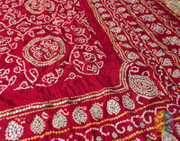 Red Gaji Silk Bandhej Gota Handwork Dupatta – Bandhani Saree Online India | Elegantt Drapes