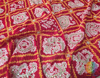 Red Gaji Silk Bandhani Gota Handwork Dupatta – Bandhani Saree Online India | Elegantt Drapes