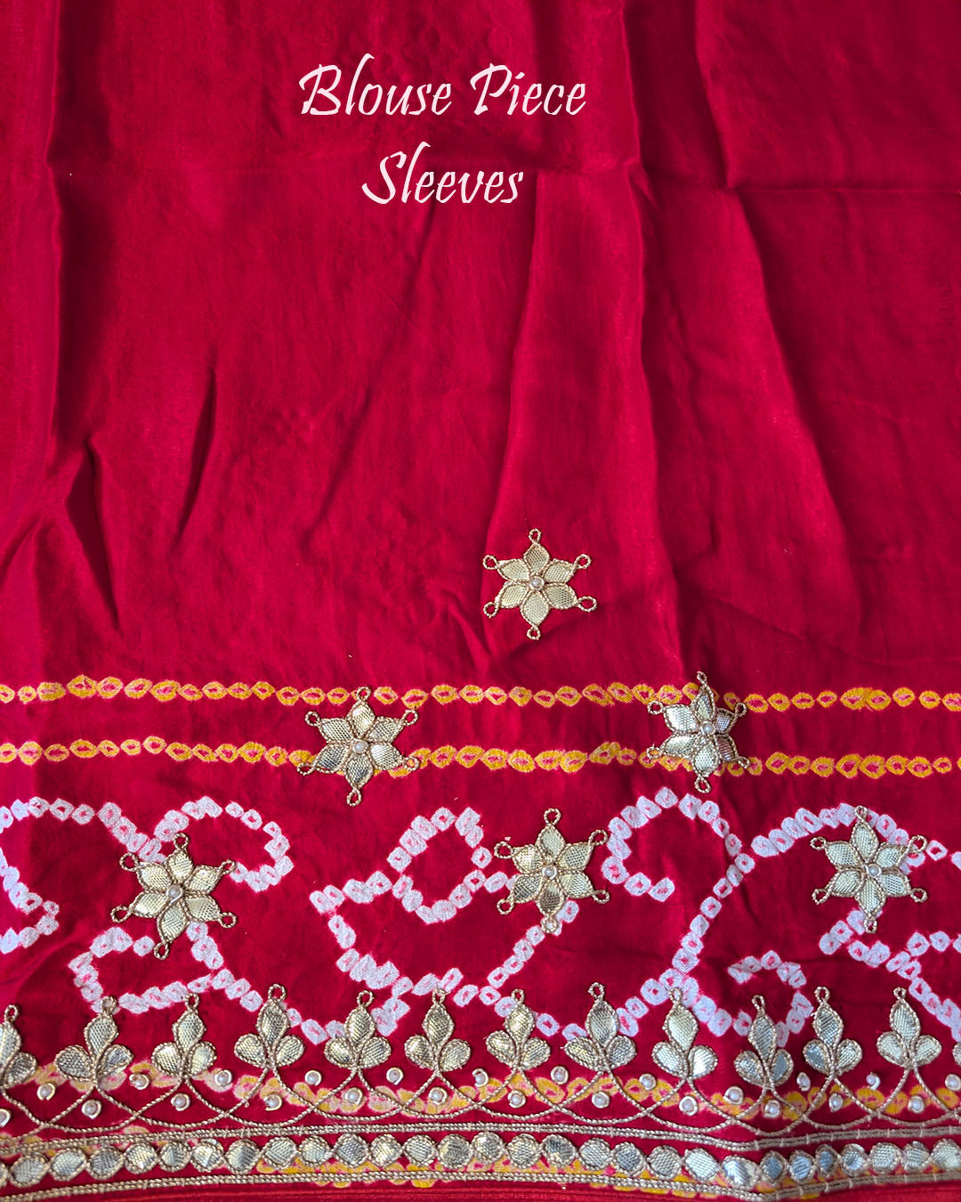 Red Bandhej Gharchola Gota Patti Saree blouse – Bandhani Saree Online India | Elegantt Drapes