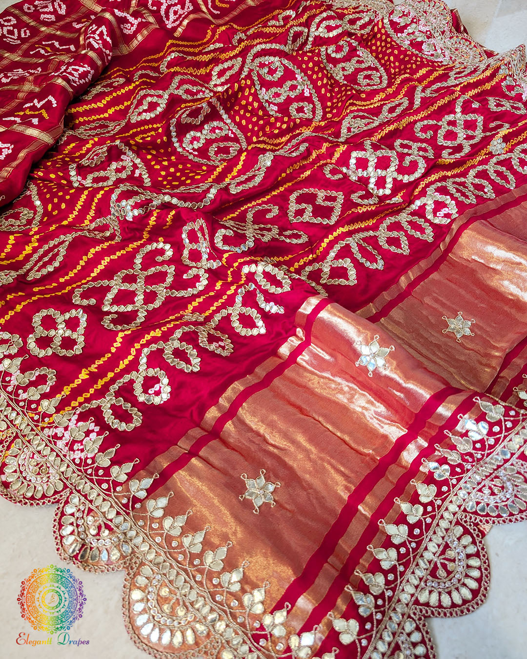 Red Gaji Gharchola Gota Patti Saree – Handloom Saree Online India | Elegantt Drapes