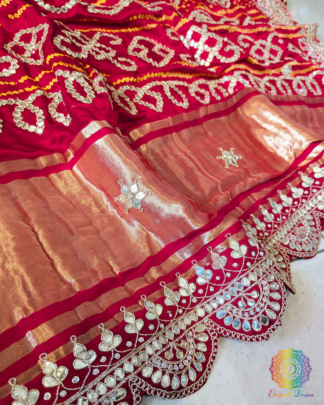 Red Gaji Gharchola Gota Patti Saree – Handloom Saree Online India | Elegantt Drapes