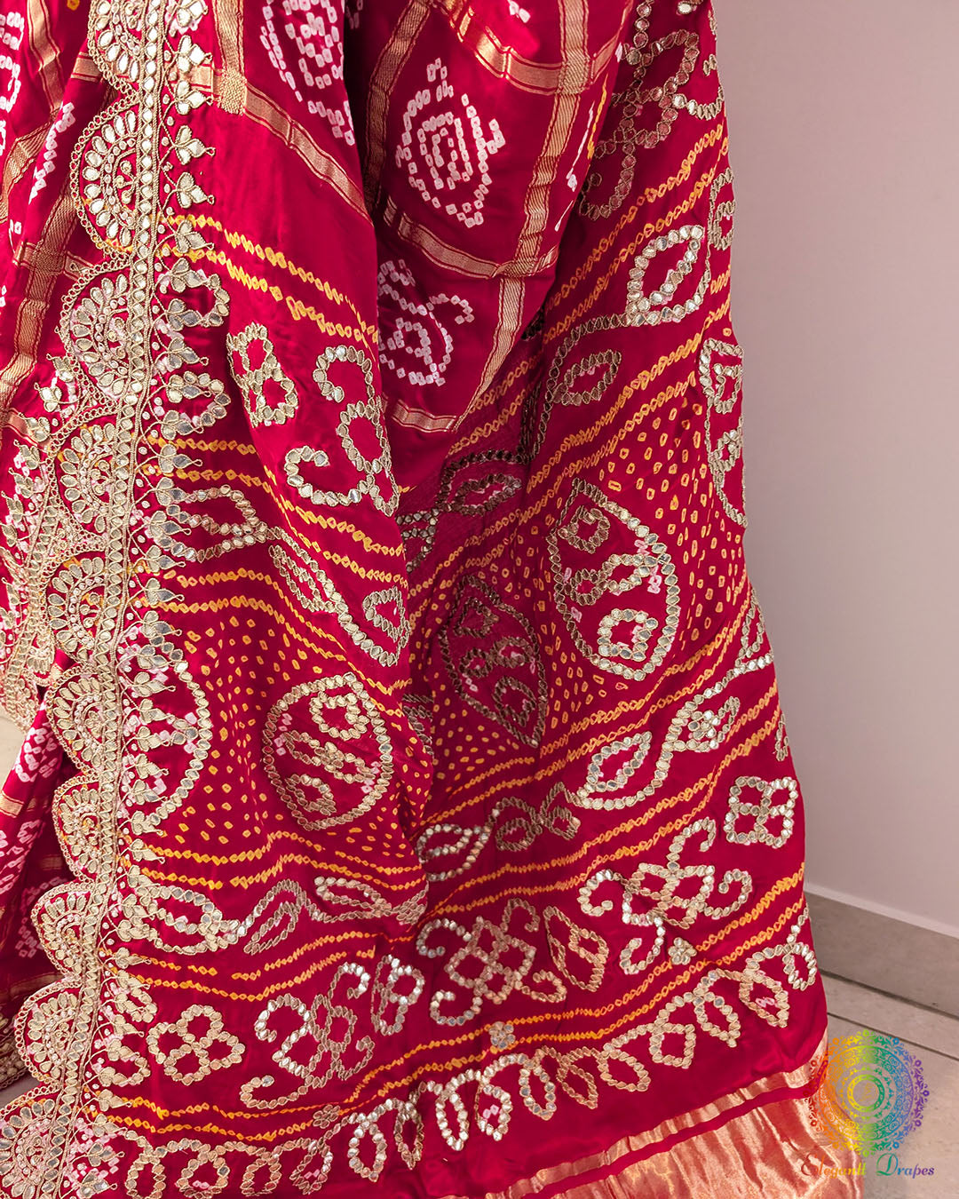 Red Gaji Gharchola Gota Patti Saree – Handloom Saree Online India | Elegantt Drapes