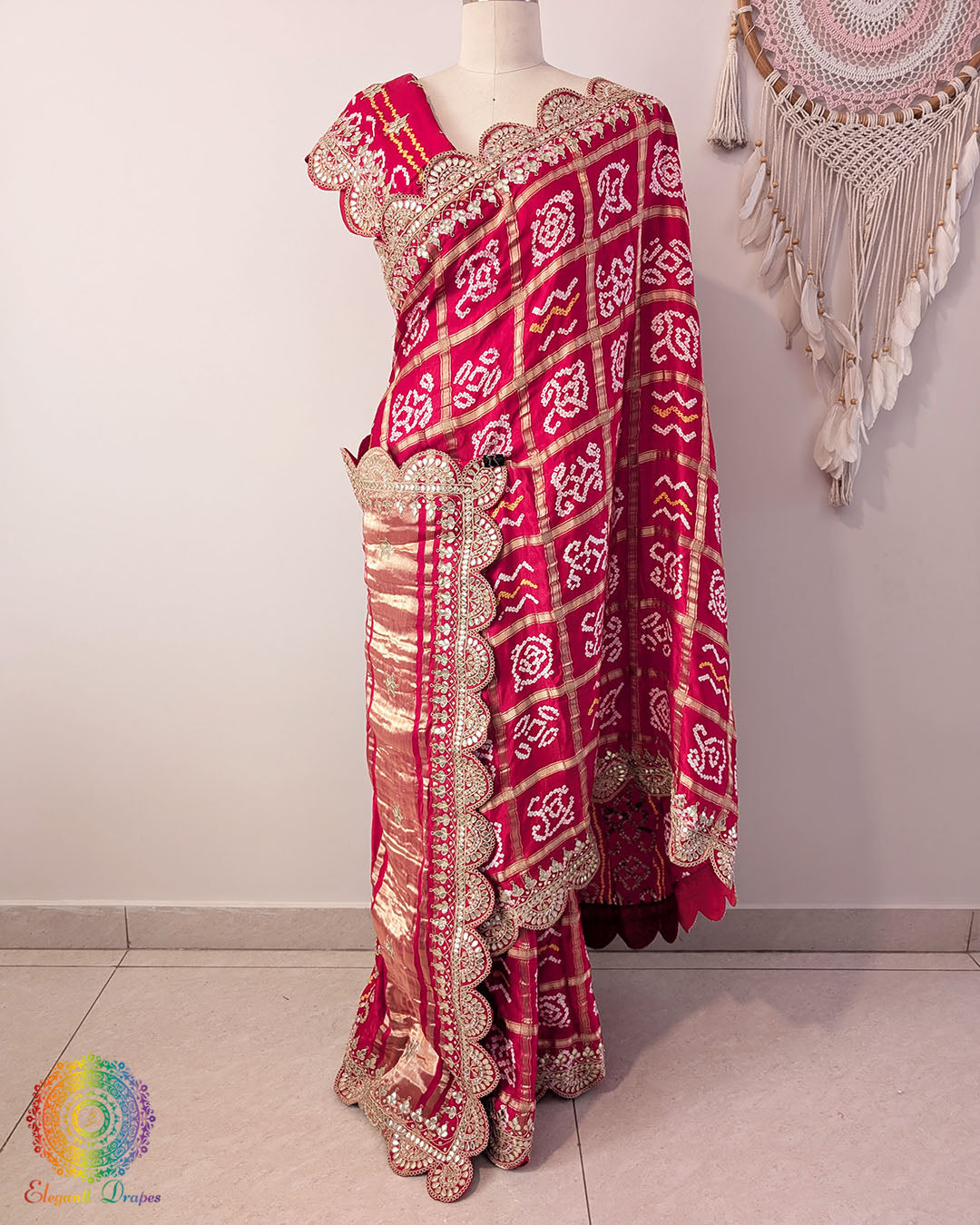 Red Gaji Gharchola Gota Patti Saree – Handloom Saree Online India | Elegantt Drapes