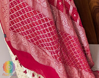 Red Banarasi Bandhani Georgette Dupatta – Bandhani Saree Online India | Elegantt Drapes