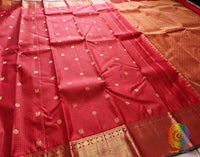 Red Pure Kanjivaram Handloom Silk Saree – Handloom Saree Online India | Elegantt Drapes