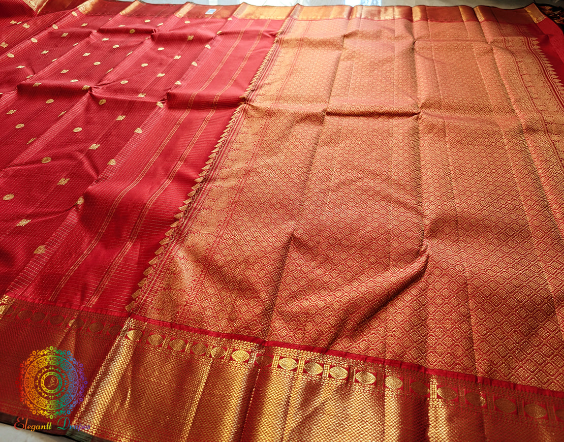 Red Pure Kanjivaram Handloom Silk Saree – Handloom Saree Online India | Elegantt Drapes