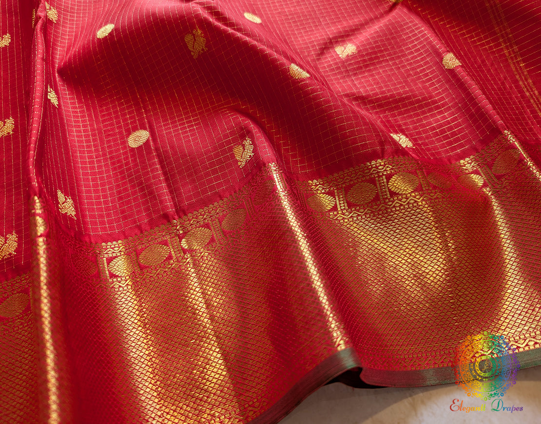 Red Pure Kanjivaram Handloom Silk Saree – Handloom Saree Online India | Elegantt Drapes