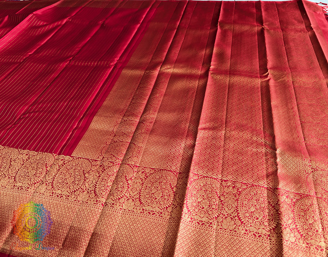 Bridal Red Pure Kanjivaram Silk Saree – Handloom Saree Online India | Elegantt Drapes