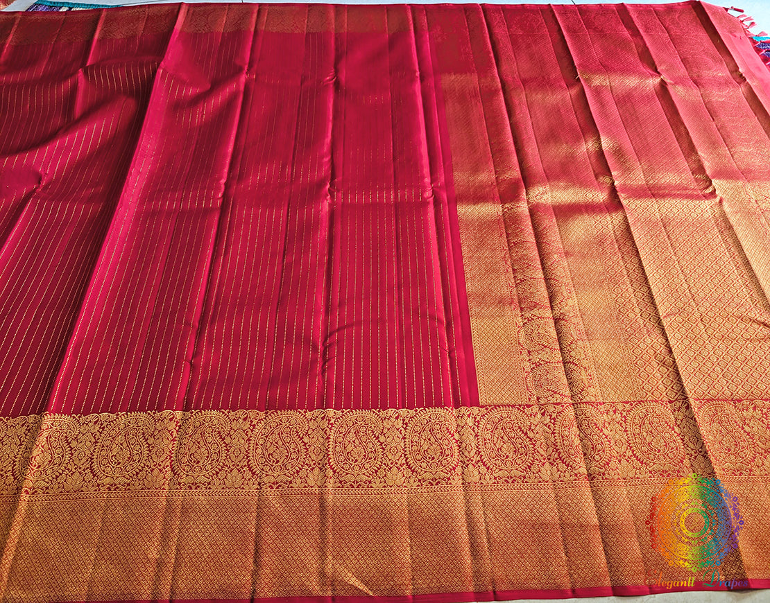 Peach Pure Kanjivaram Silk Saree – Handloom Saree Online India | Elegantt Drapes