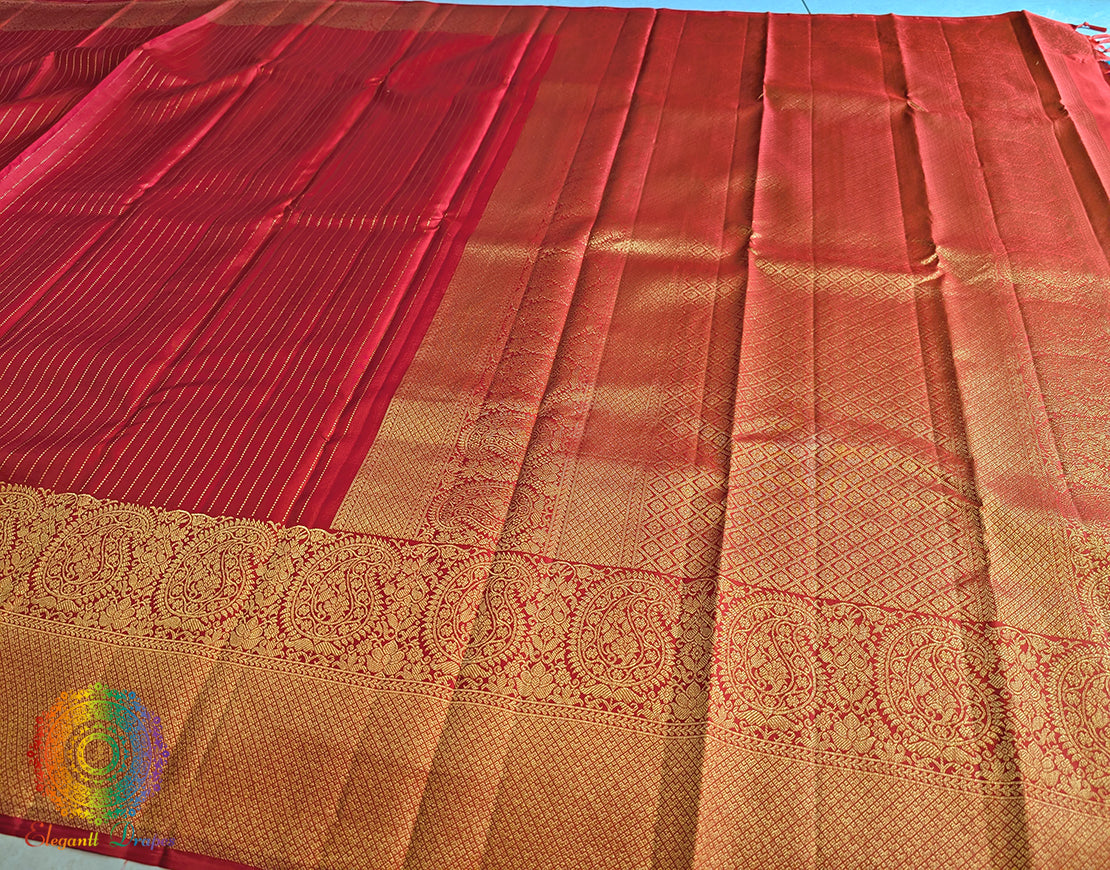 Bridal Red Pure Kanjivaram Silk Saree – Handloom Saree Online India | Elegantt Drapes