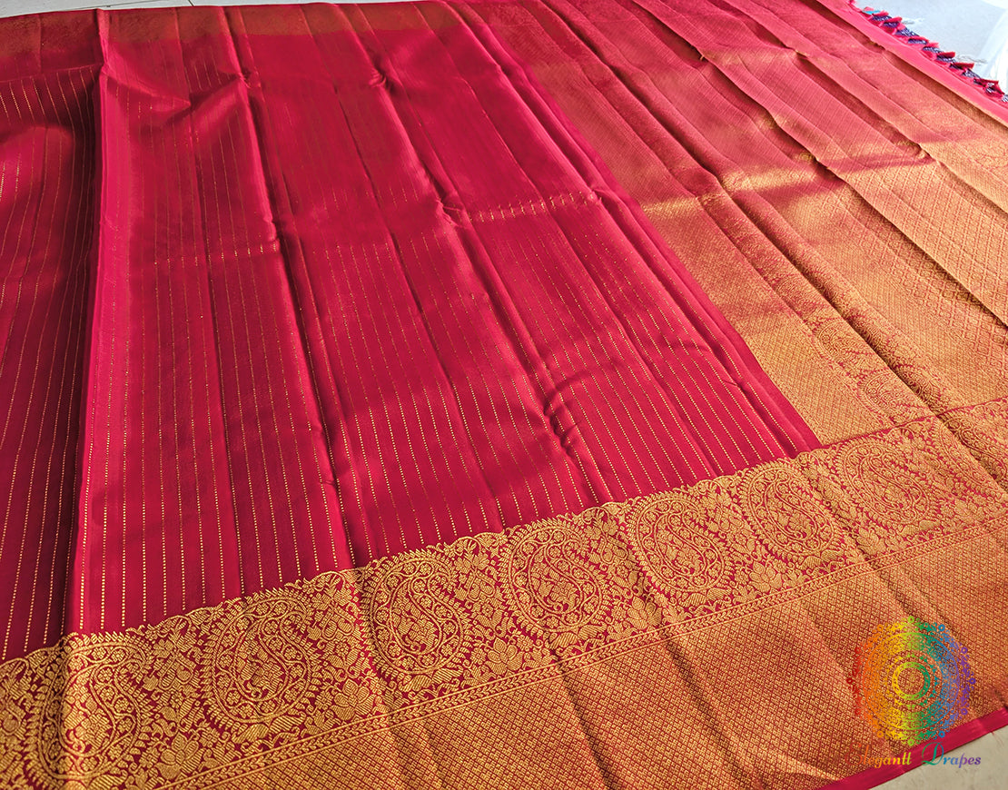 Peach Pure Kanjivaram Silk Saree – Handloom Saree Online India | Elegantt Drapes