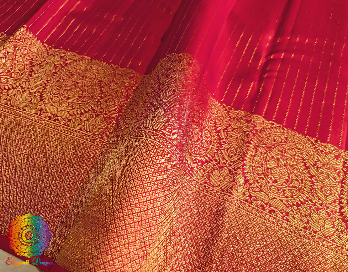 Bridal Red Pure Kanjivaram Silk Saree – Handloom Saree Online India | Elegantt Drapes