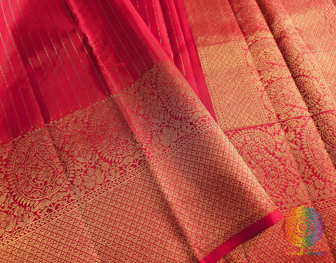 Bridal Red Pure Kanjivaram Silk Saree – Handloom Saree Online India | Elegantt Drapes