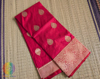 Red Banarasi Handloom Katan Silk Saree 2 – Handloom Saree Online India | Elegantt Drapes