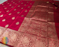Red Banarasi Handloom Katan Silk Saree 2 – Handloom Saree Online India | Elegantt Drapes