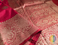 Red Banarasi Handloom Katan Silk Saree 2 – Handloom Saree Online India | Elegantt Drapes